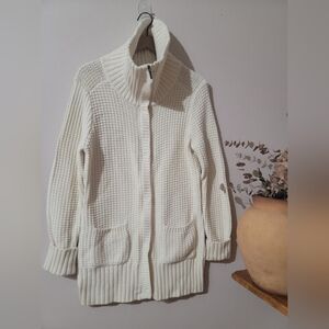 Guide Series Ivory Cotton Blend Full-Zip Cardigan Sweater Jacket Sz L Waffle
